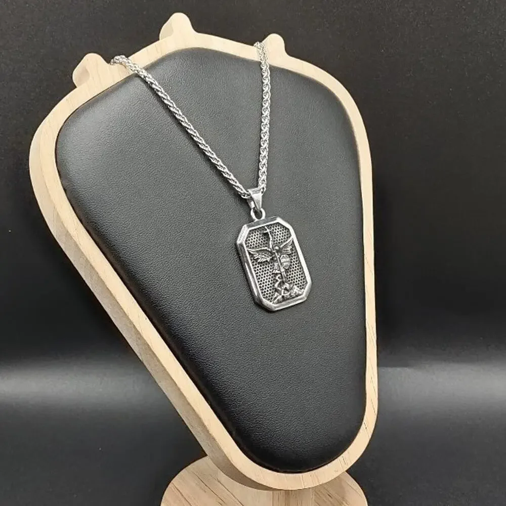 Archangel Saint Michael Necklace Stainless Patron Saint Christian Faith Gift NEW